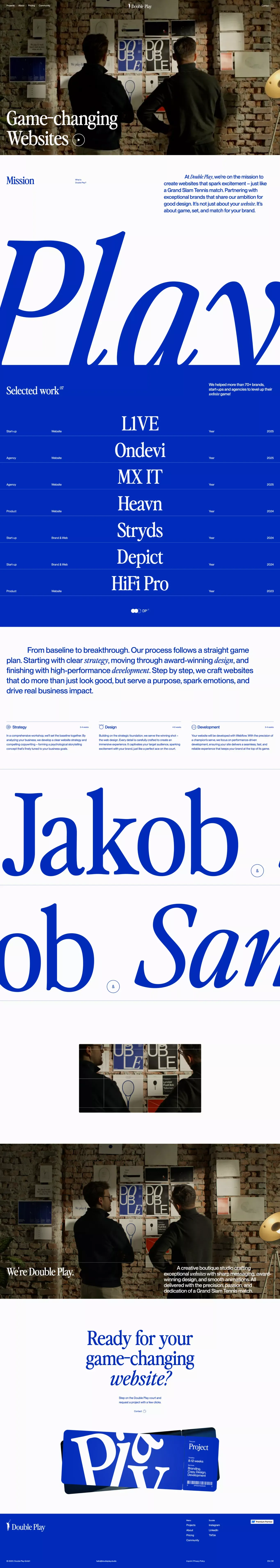 Double Play GmbH portfolio page screenshot showcasing Design and Tech design
