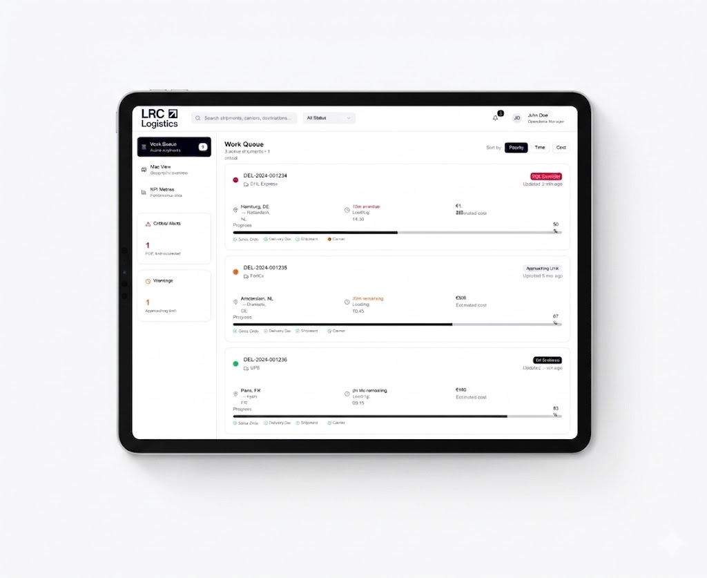 interface of the freight platform