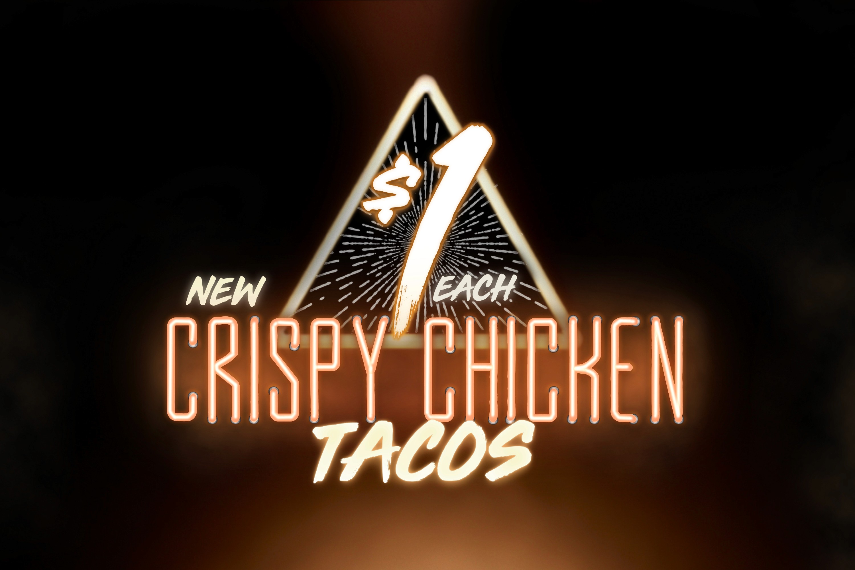 Crispy Chicken Tacos promotional graphic with price
