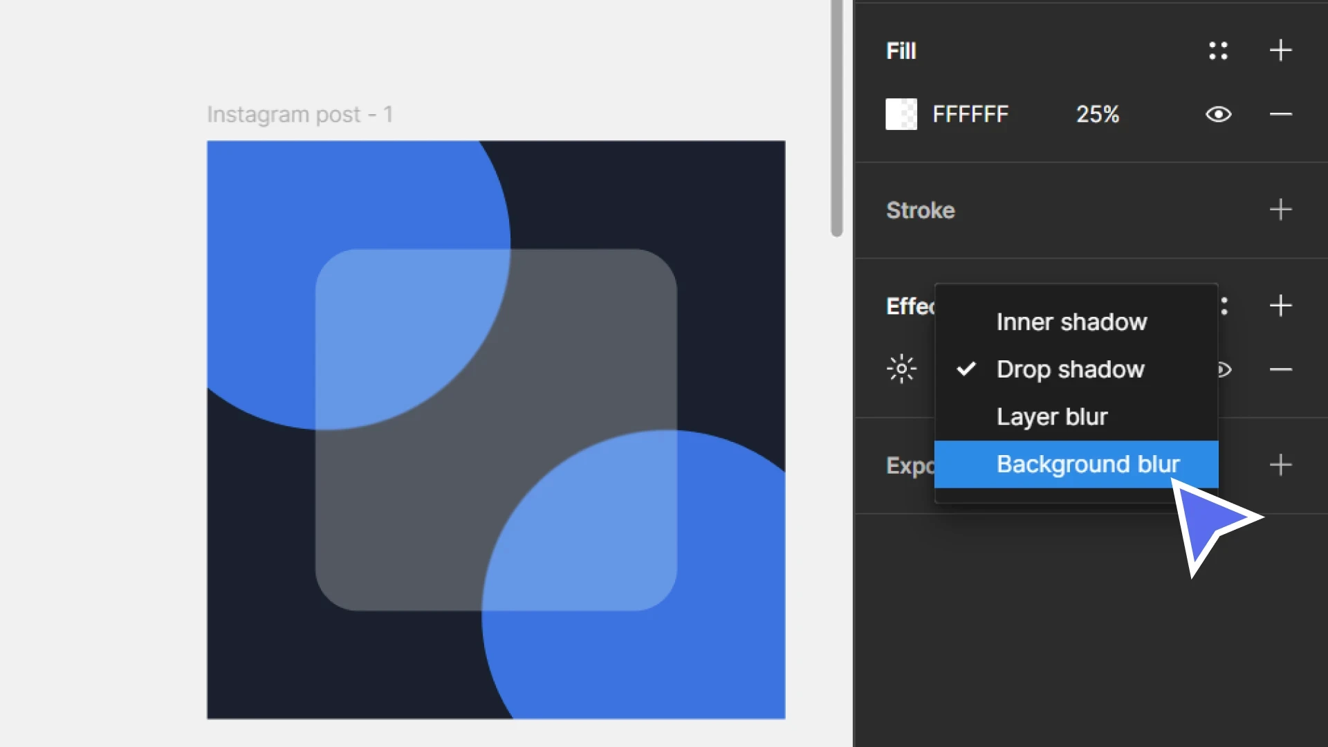 Adding a background blur effect in Figma