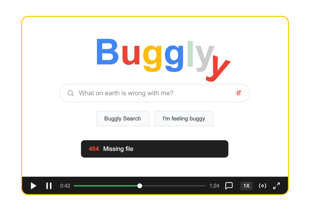 bug report video showing a captured user error
