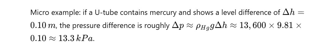 Micro example: if a U-tube contains mercury