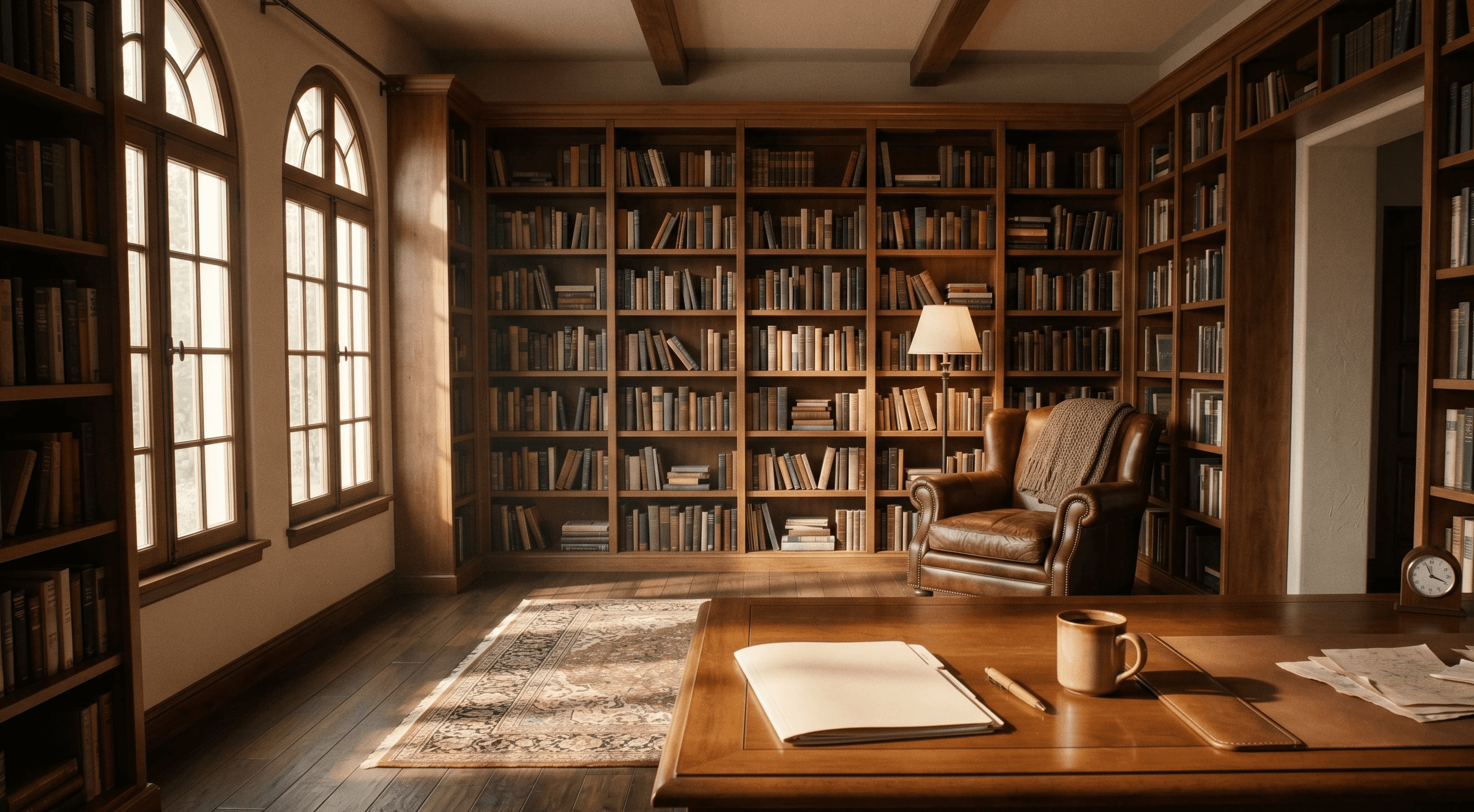 A beautiful library full of books to distribute