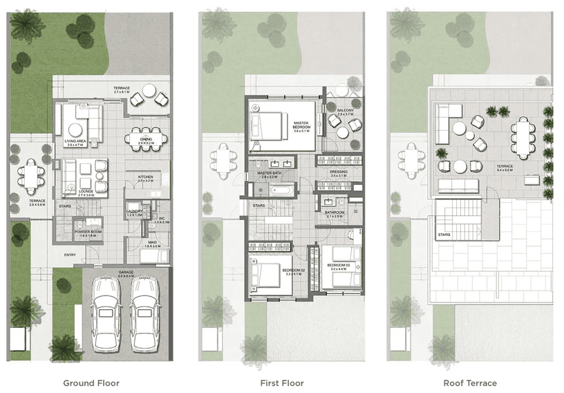 Floor plan of Club Villas in Dubai Hills, showcasing layout and design features for potential residents.