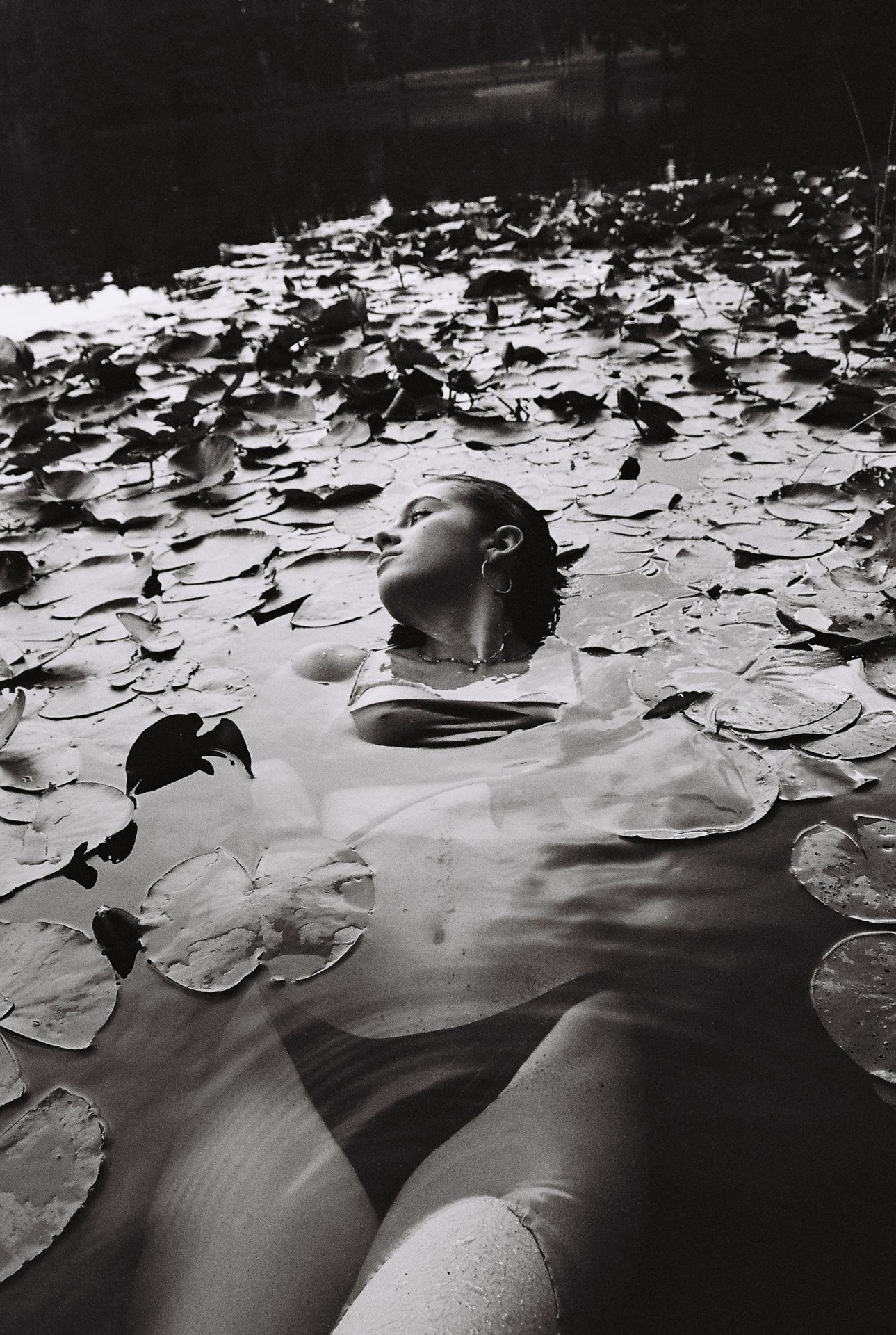 woman swimming in a lake