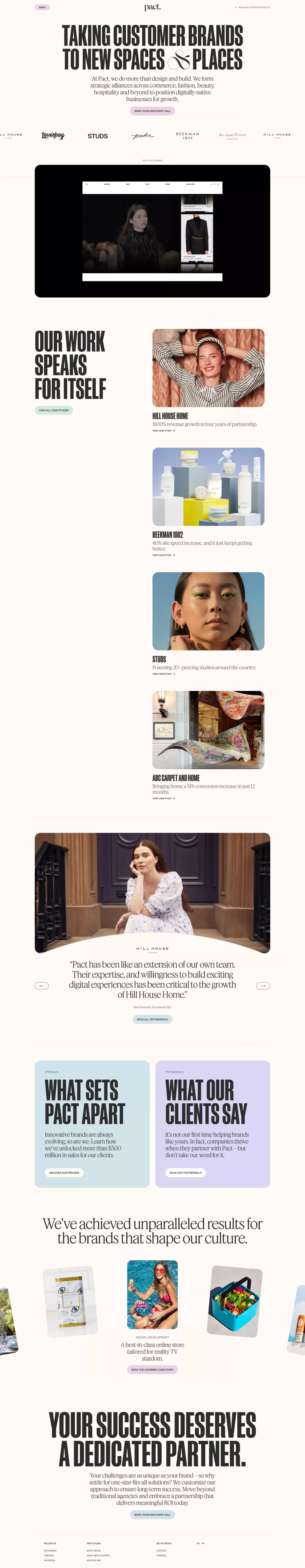 Pact: Design portfolio page screenshot showcasing Design and Tech design