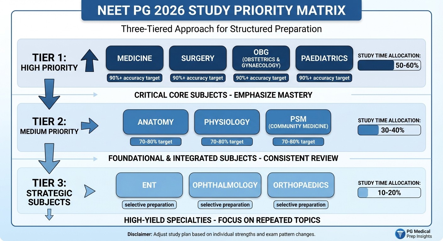 NEET PG Subject Priority Matrix - Tier-wise Study Strategy