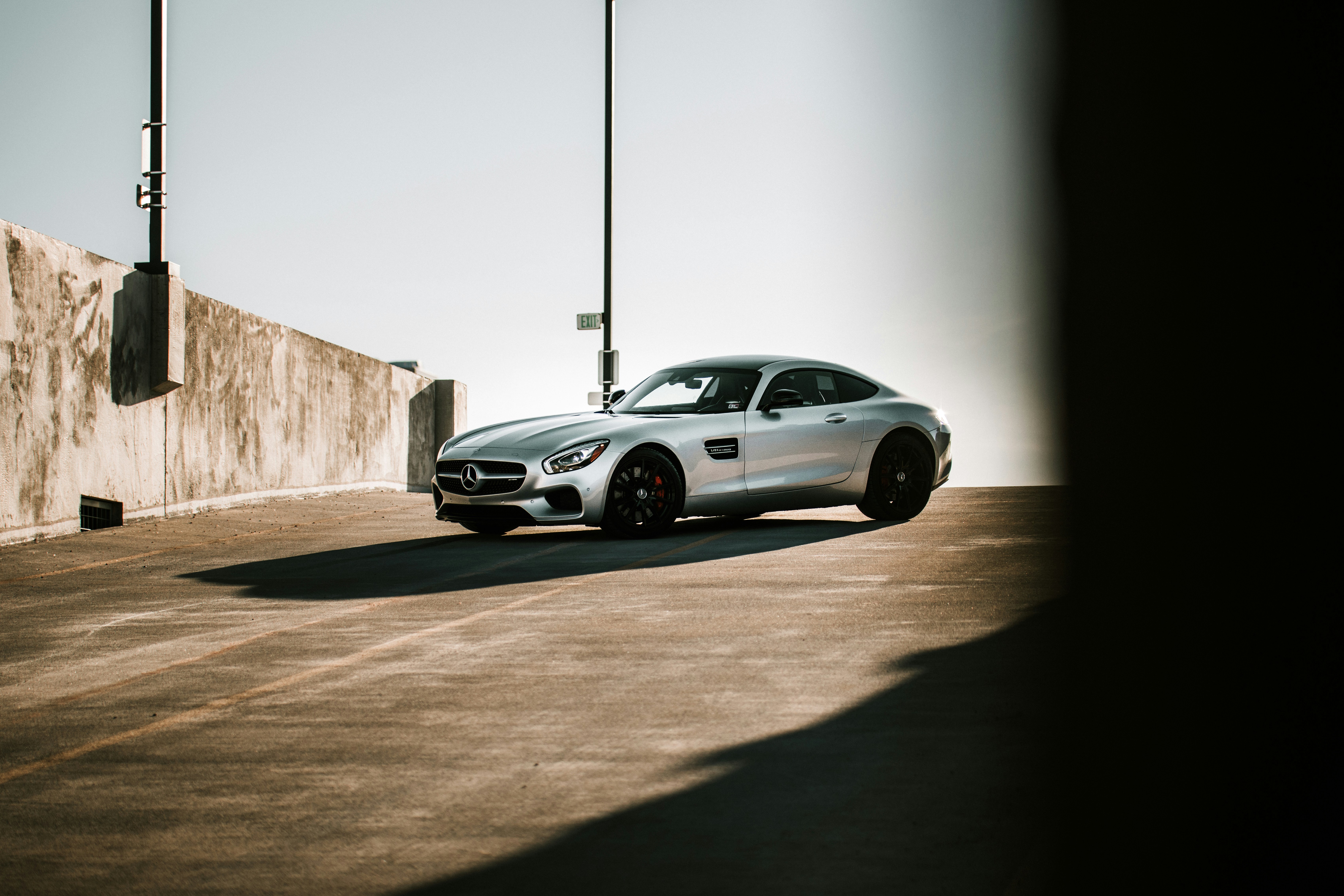 Merc amg standing on slope road