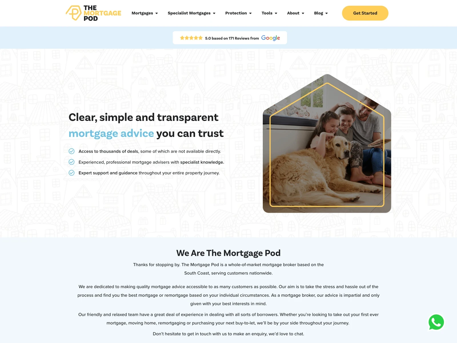 photo of the mortgage pod client homepage
