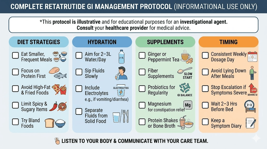 Complete retatrutide diarrhea management protocol checklist