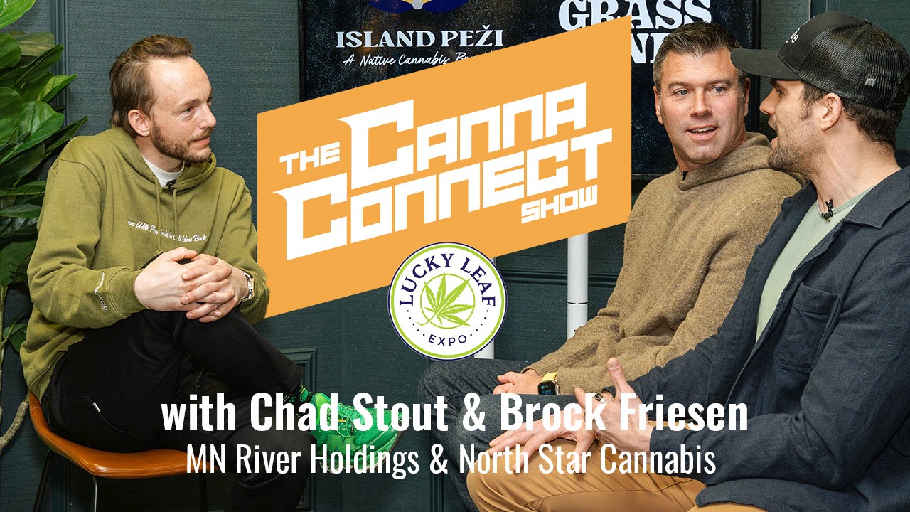 Stephen Eigenmann listens intently to Chad Stout and Brock Friesen from MN River Holdings and North Star Cannabis to learn more about Tokahe Distribution