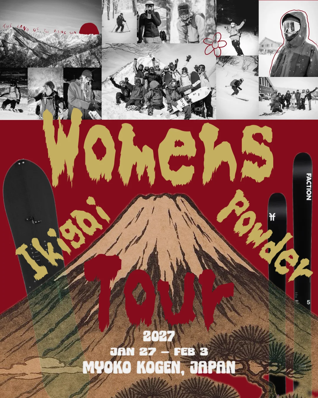 Women’s Ikigai Powder Tour 2027 poster, 27 January to 3 February, Myoko Kogen, Japan