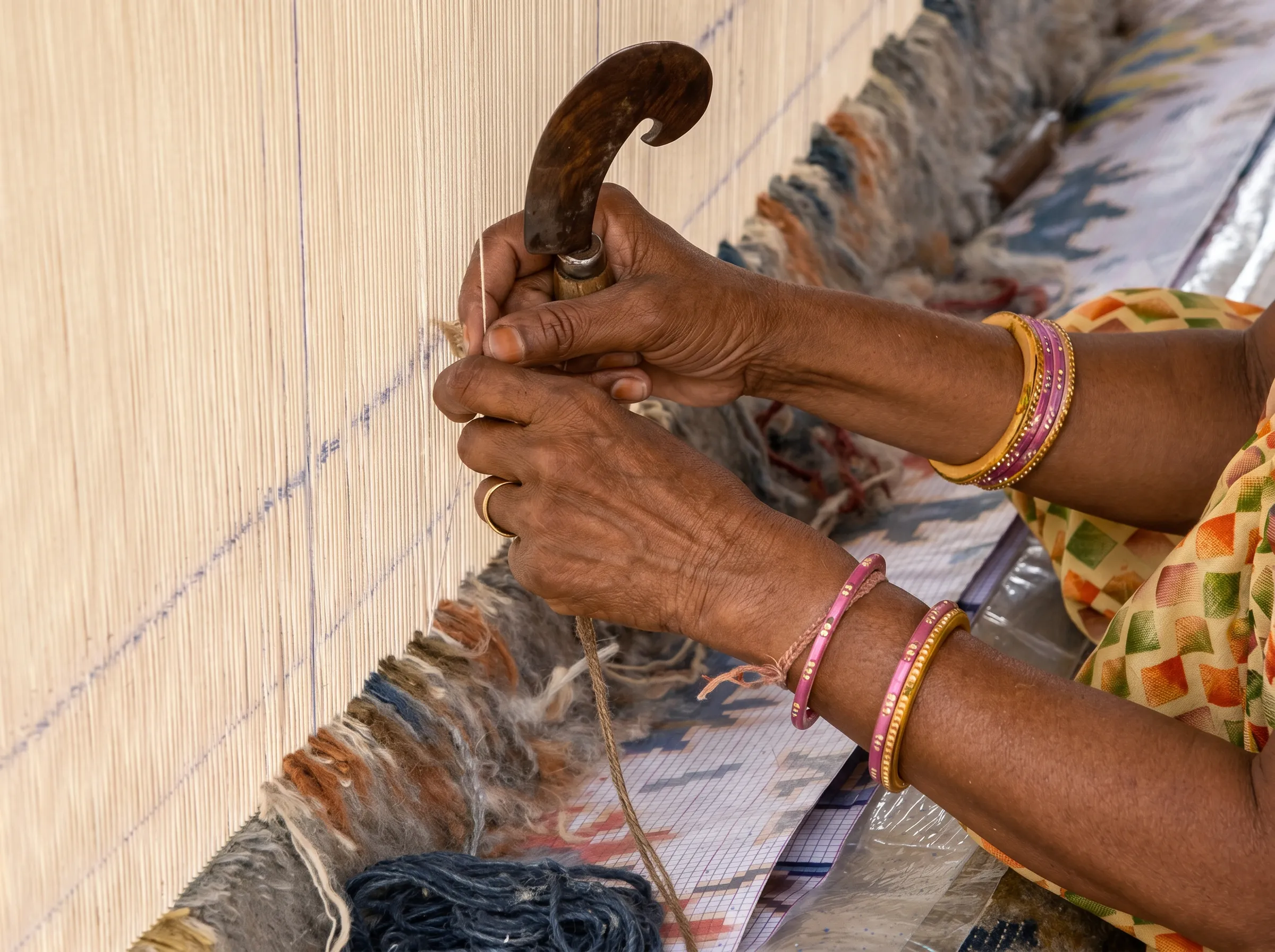 Hand-knotted rug technique – tight, dense knots tied by hand – Angan Living