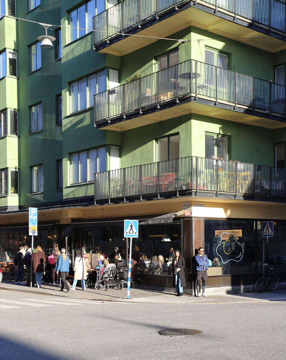 Shop front of the Greasy Spoon restaurant in Odenplan