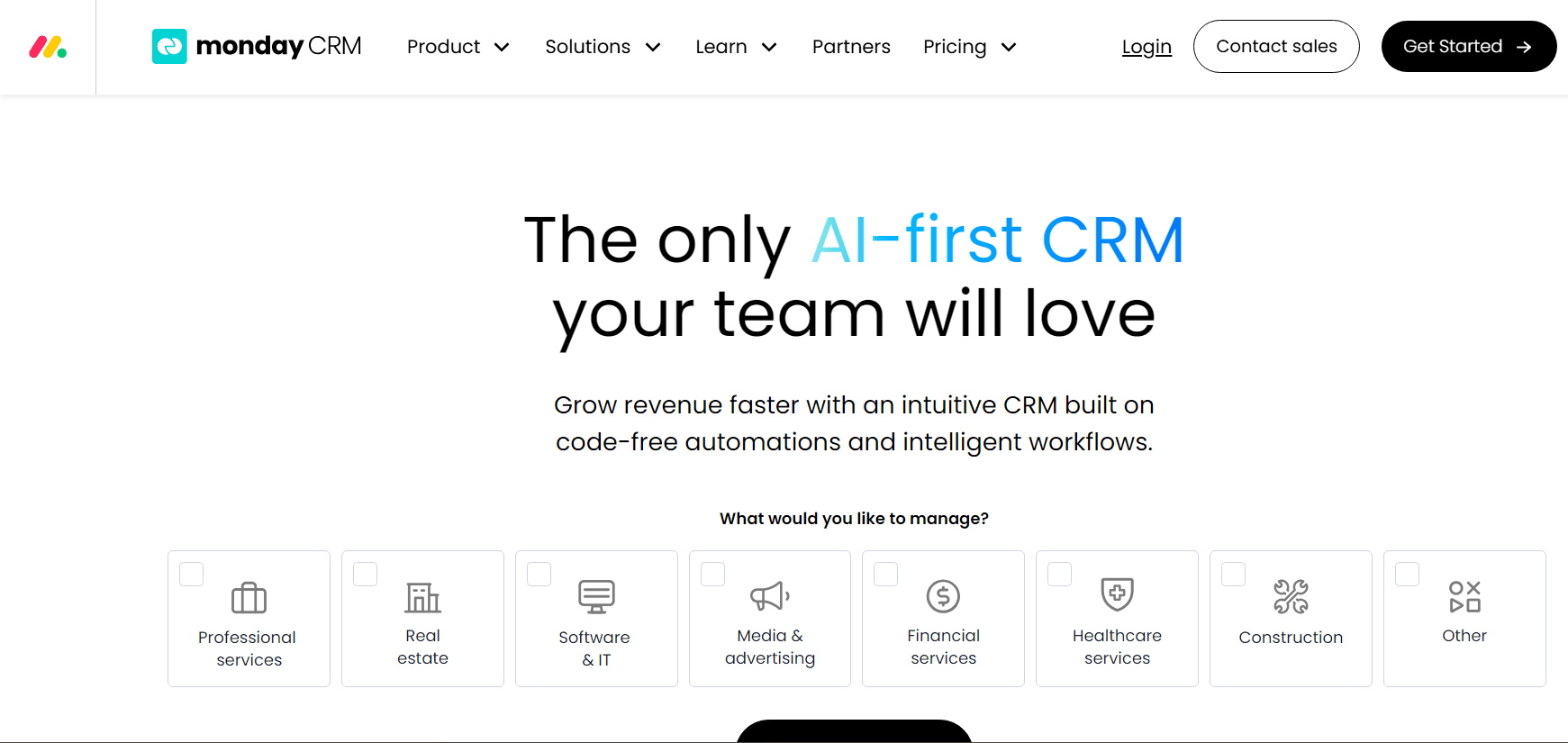 Monday CRM home