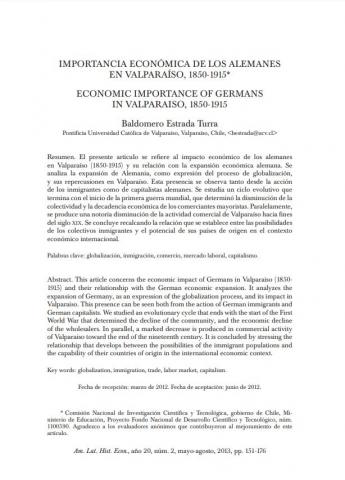 Importancia económica de los alemanes en Valparaíso, 1850-1915