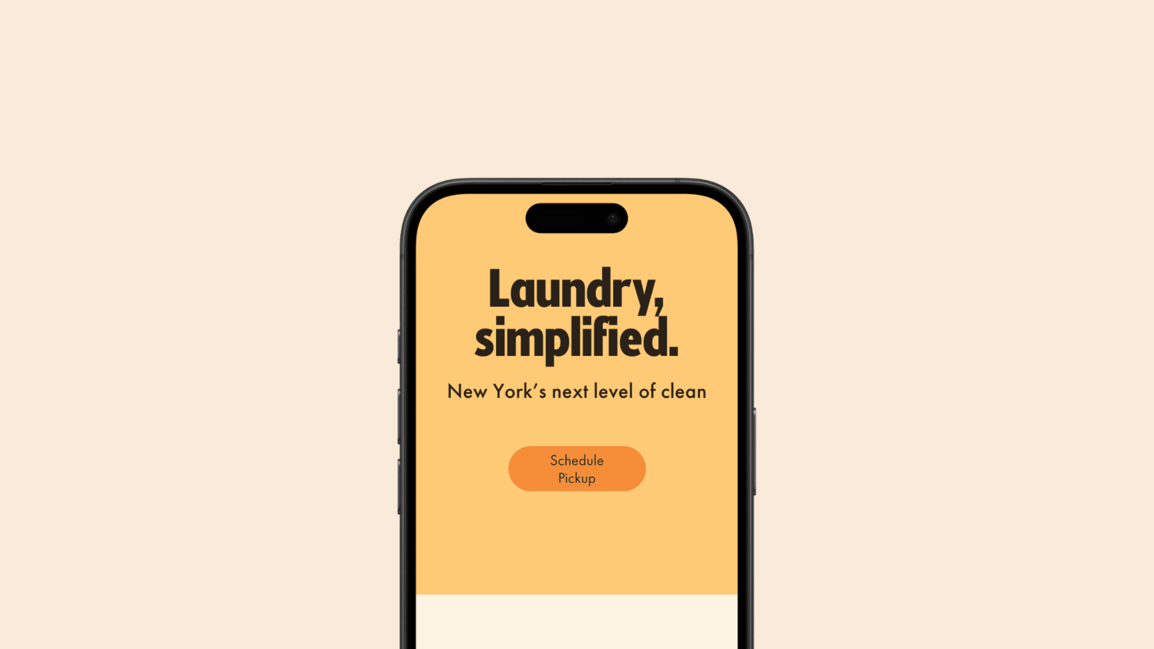 Mobile screen showing Star Laundromats website with tagline “Laundry, simplified” and orange schedule pickup button.