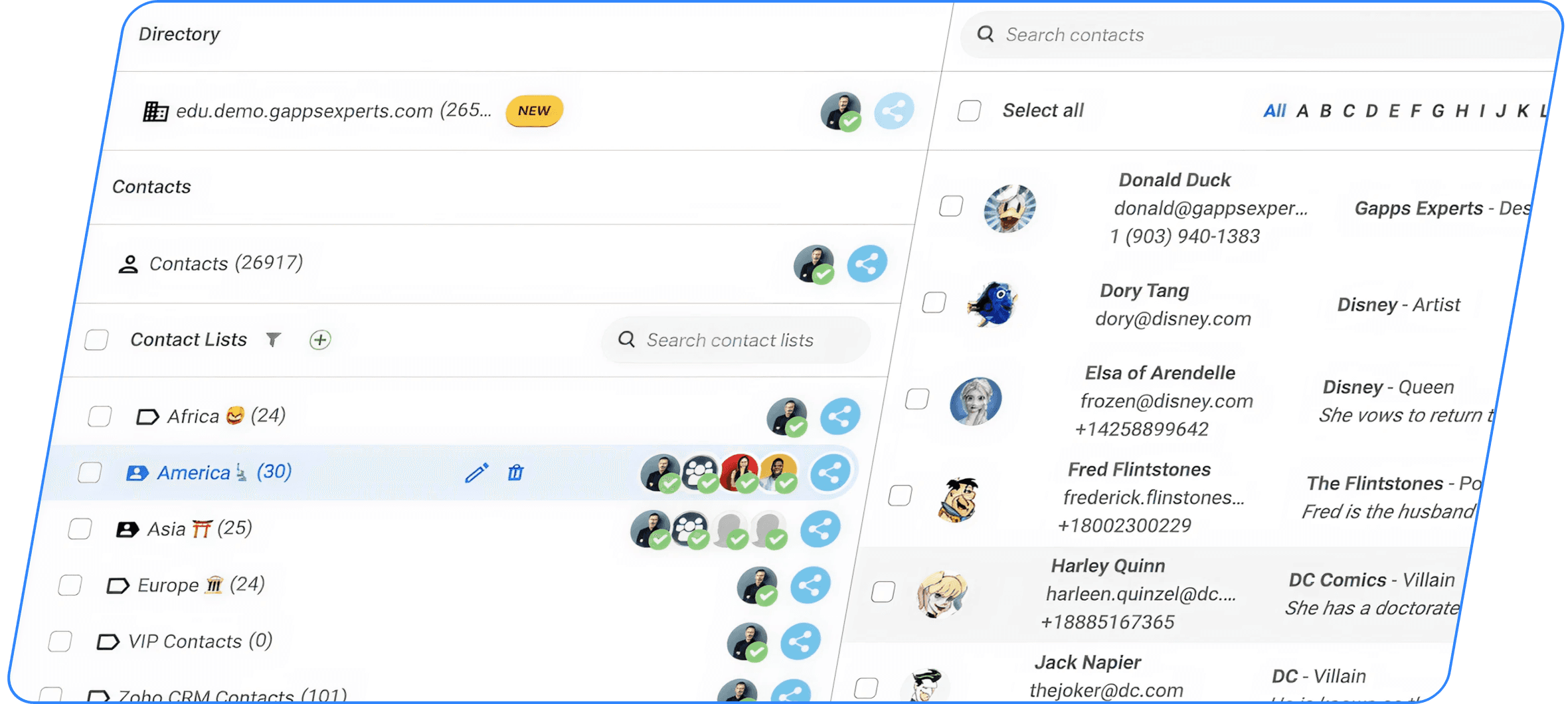 Visual of SharedContacts web app