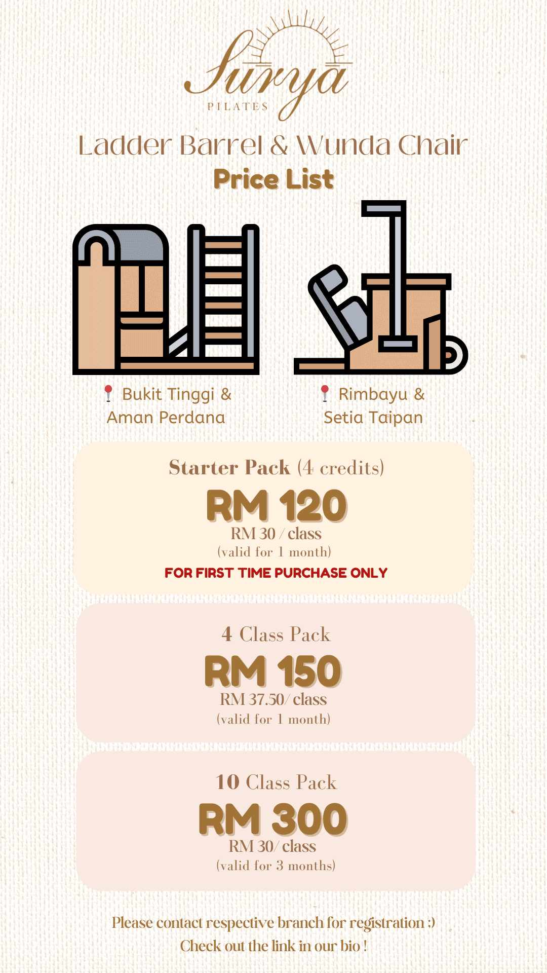 Surya Pilates Rimbayu Pricing