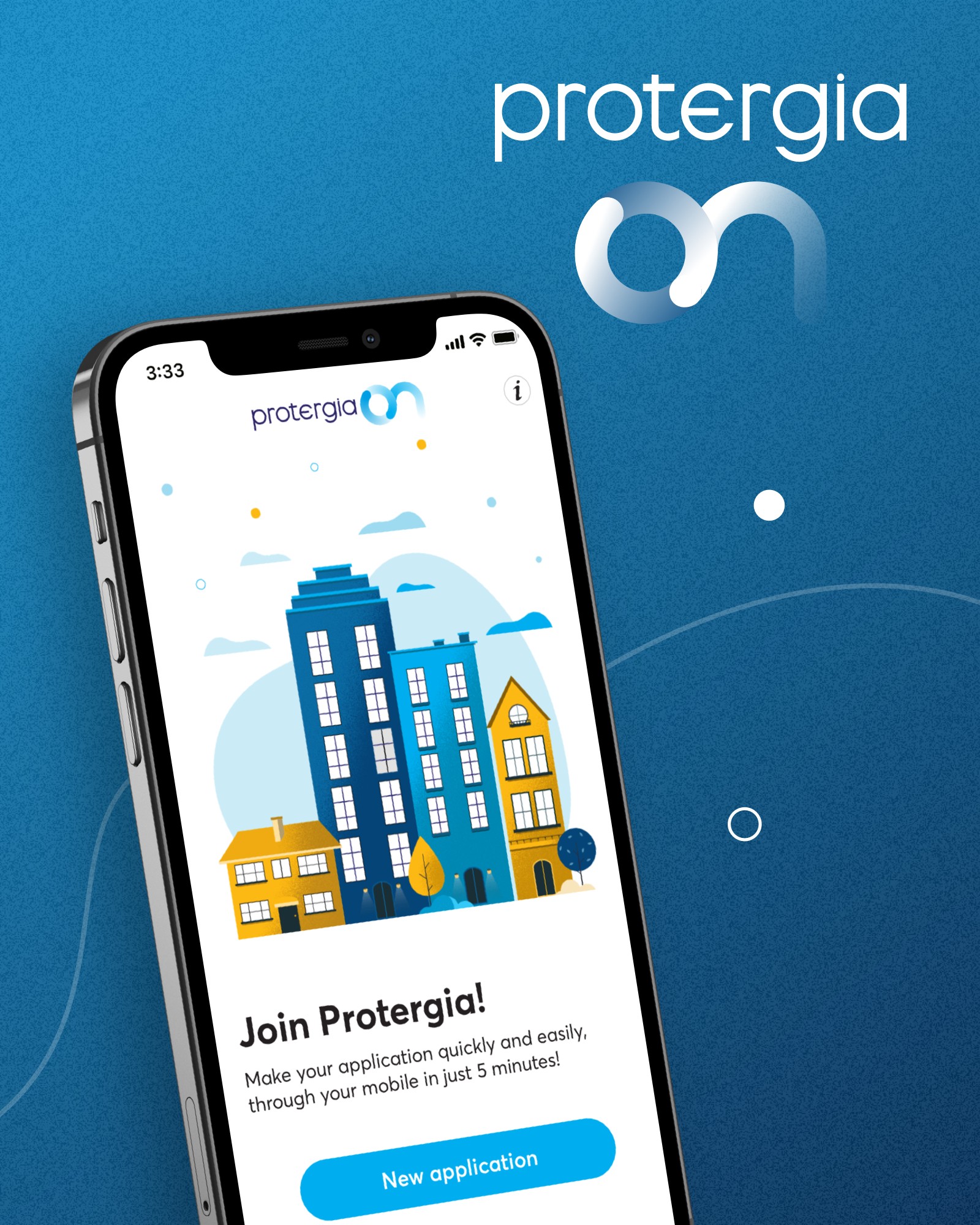 Protergia On mobile app promotional visual for digital energy onboarding