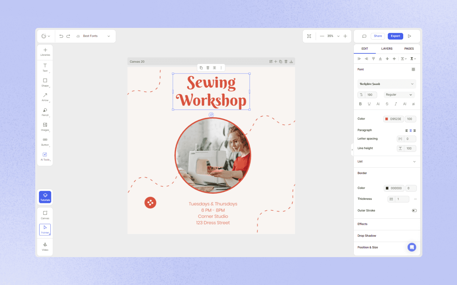 Glorify-app-sewing-workshop-berkshire-swash-oswald-fonts