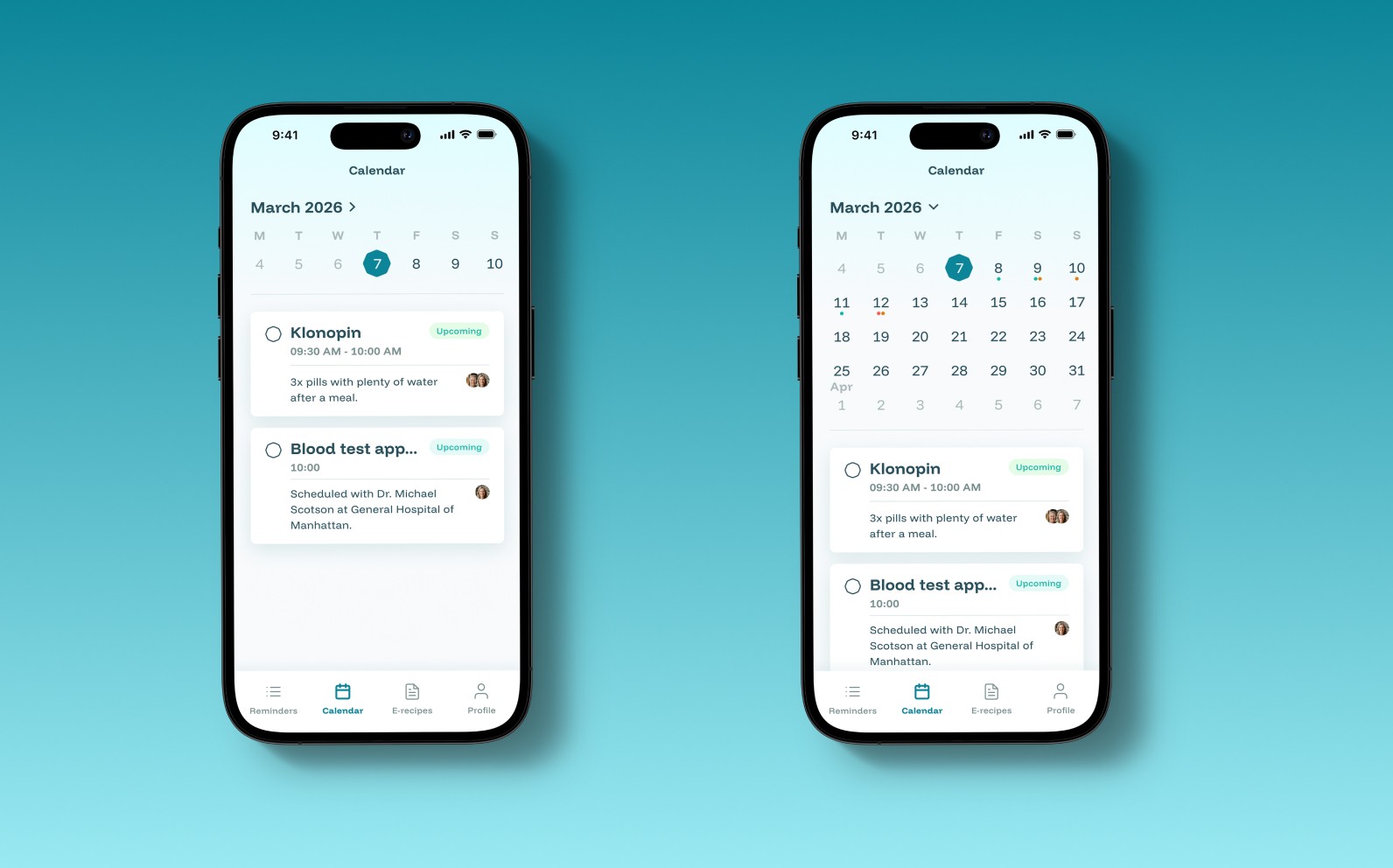  UX/UI design screens for medical app