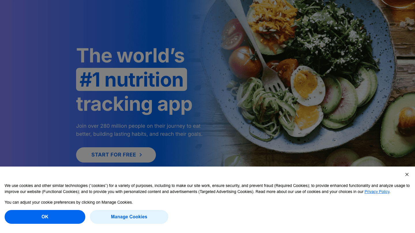 MyFitnessPal app website screenshot