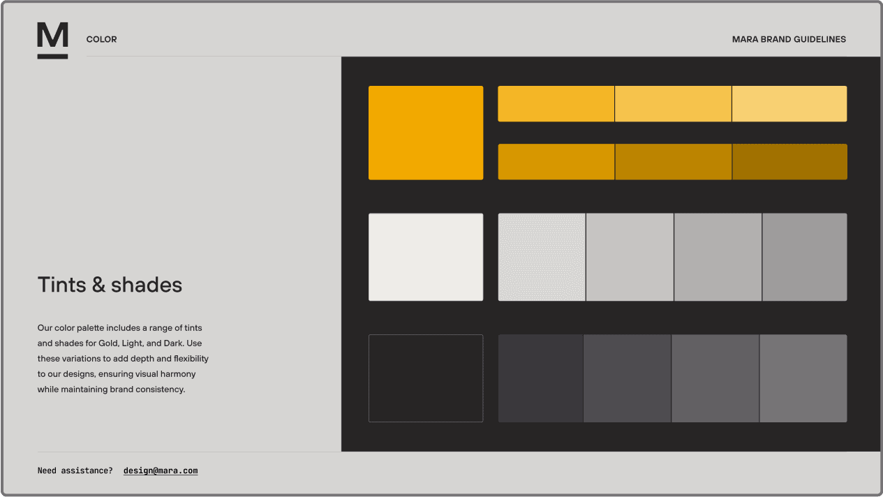 MARA brand guidelines Color sheet