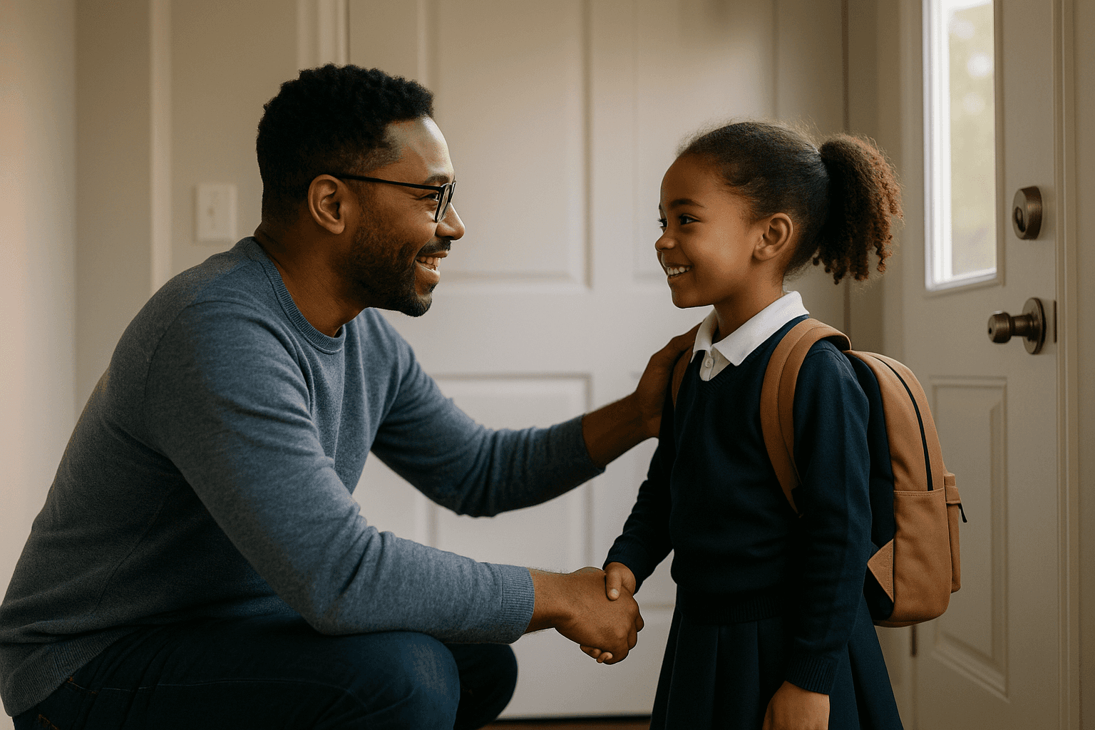 Parent helping child with separation worry using gentle encouragement and loving support