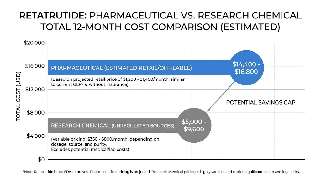 Retatrutide cost analysis comparing pharmaceutical and research chemical options