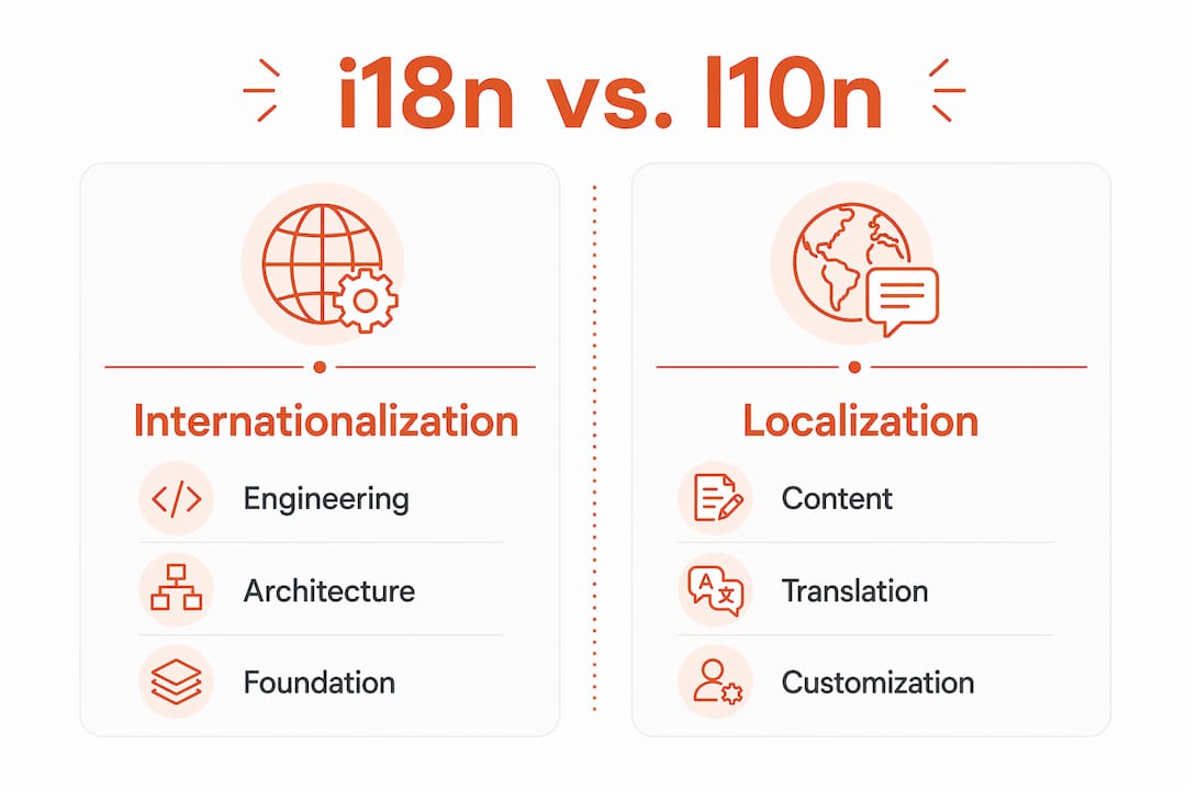 Infographic comparing internationalization and localization