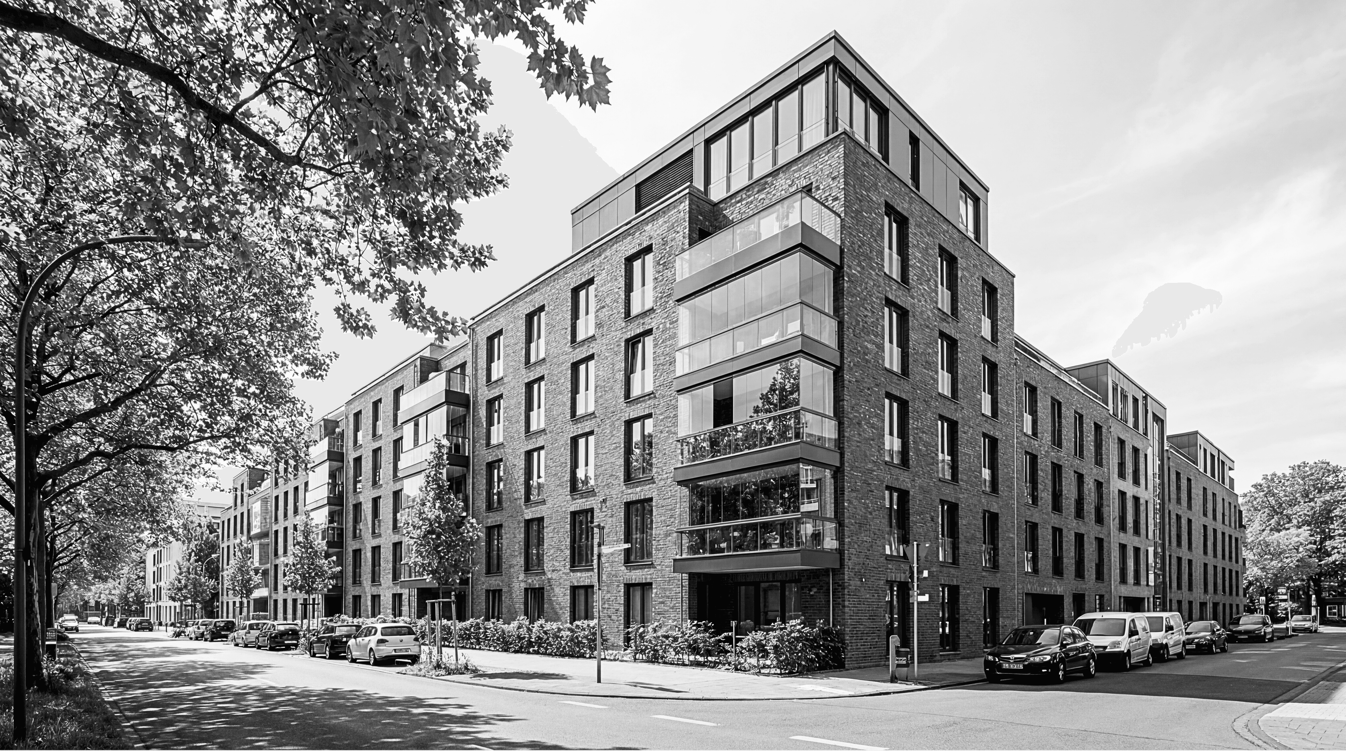 Modern building facade with geometric patterns