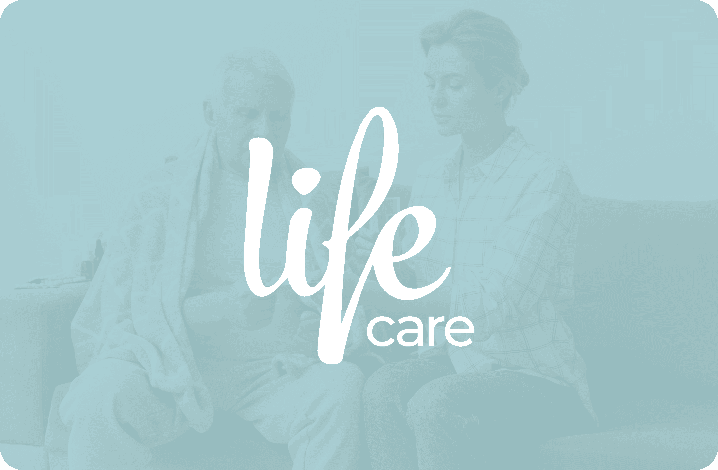 the Life Care logo on a blue background