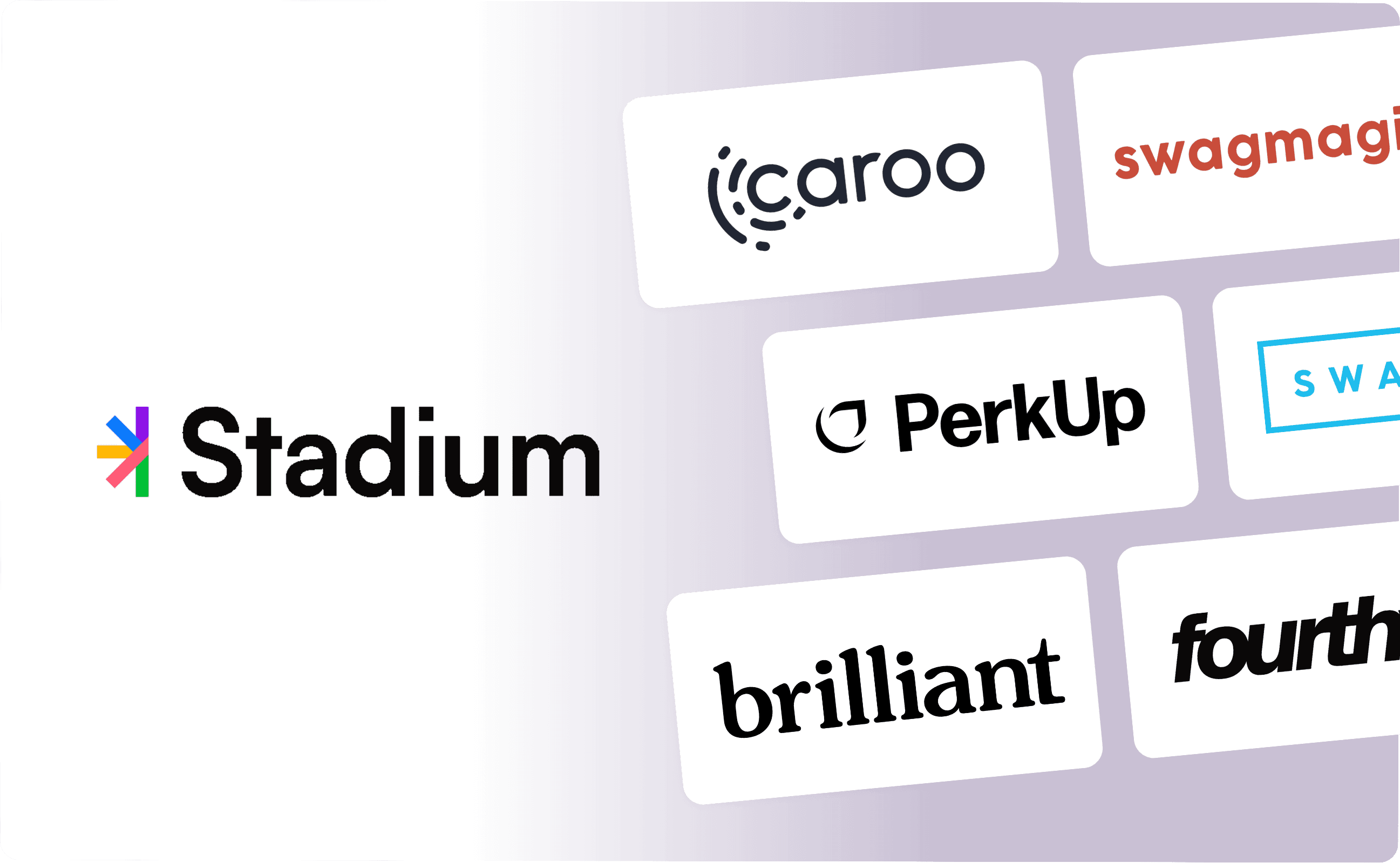 List of Stadium alternatives: Caroo, SwagMagic, PerkUp, Swag.com, Brilliant, and Fourthwall.