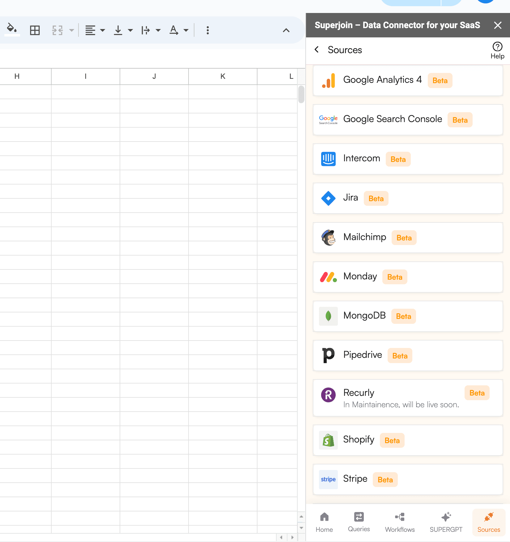 Data connectors list