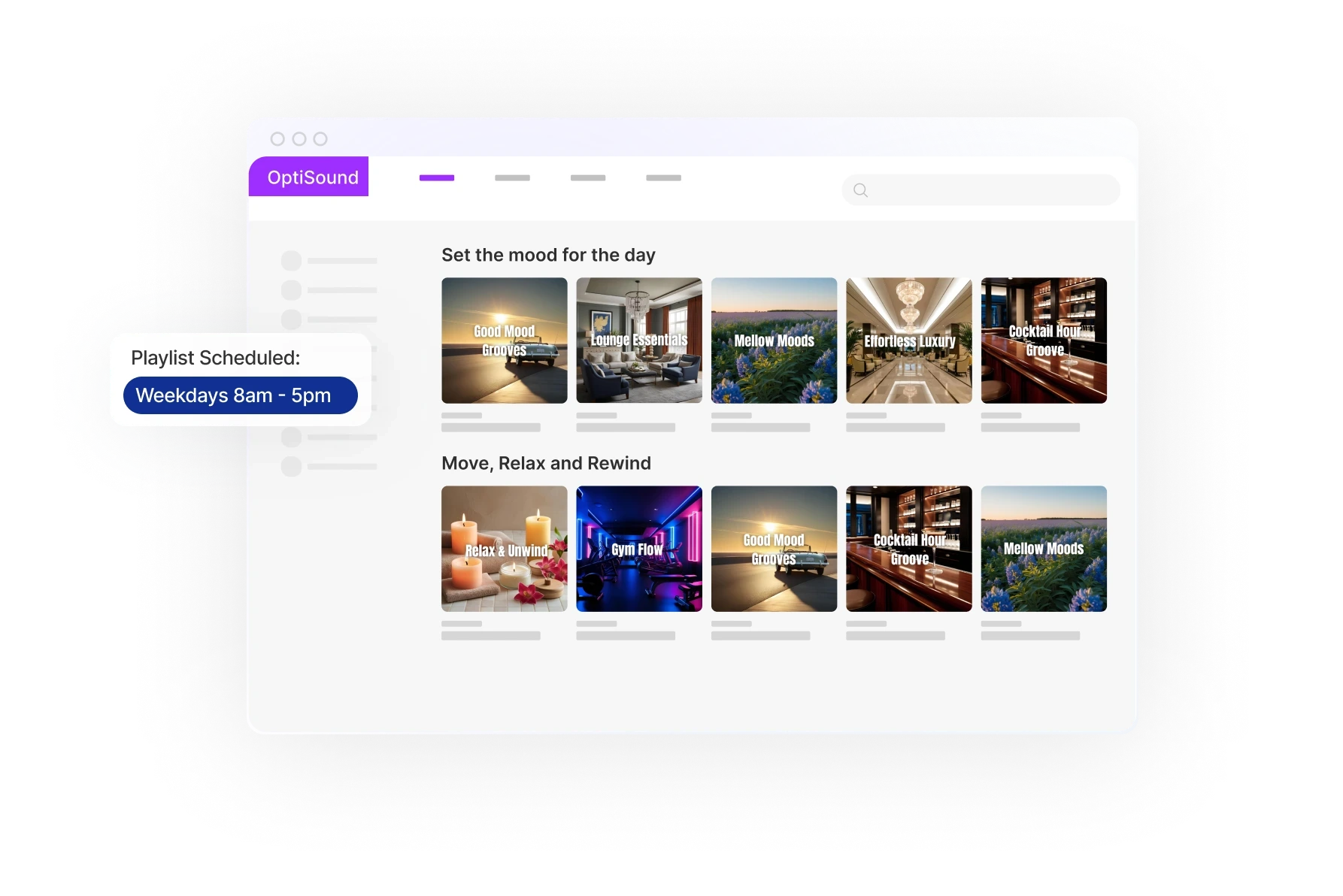 Tablet displaying a selection of images in a grid format, with a sidebar for navigation.