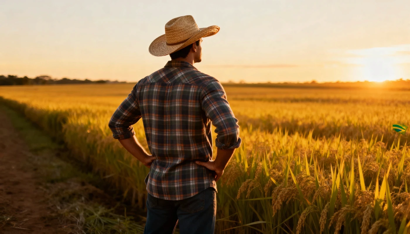 imagem de um produtor olhando sua plantação