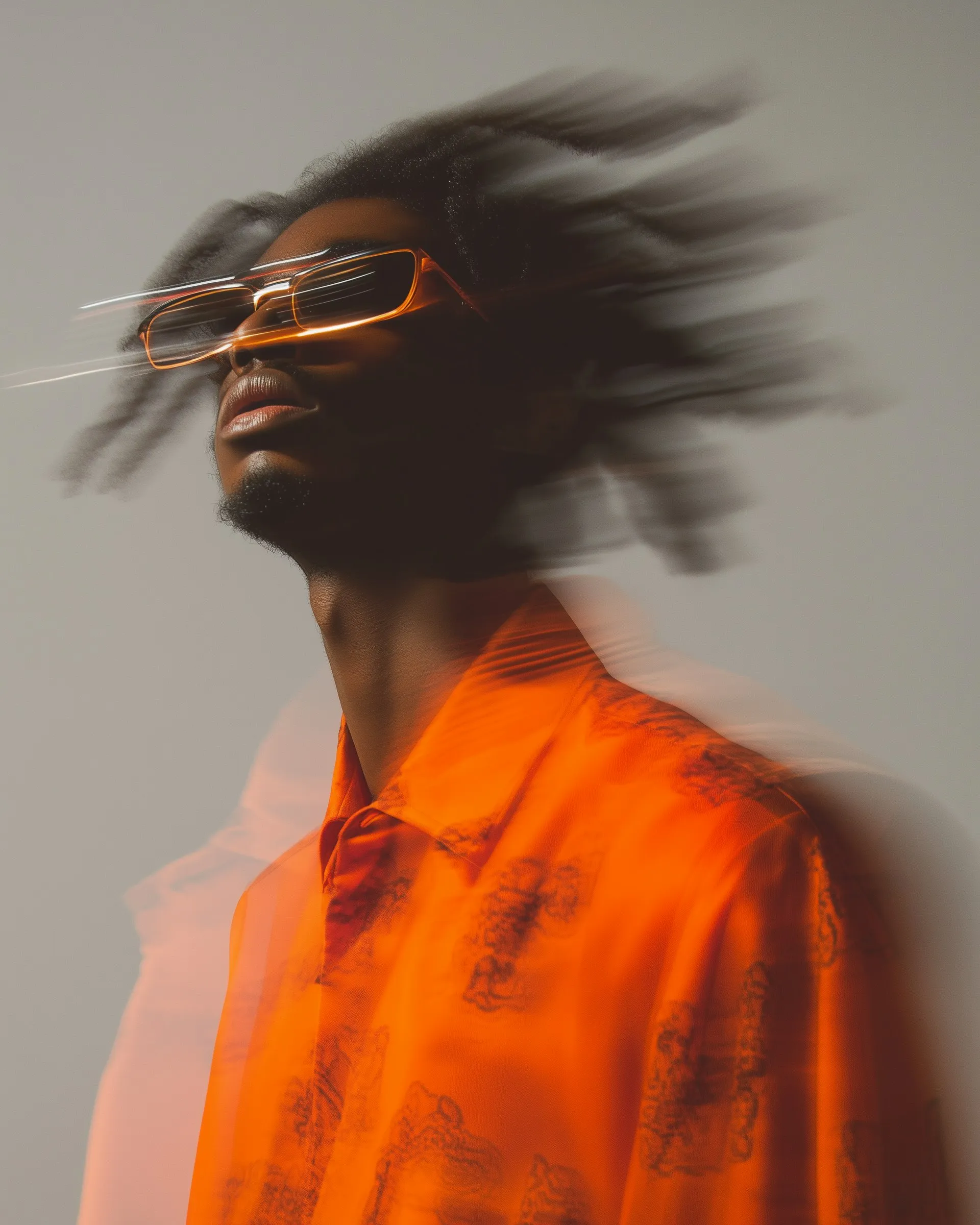 Creative portrait with motion and color