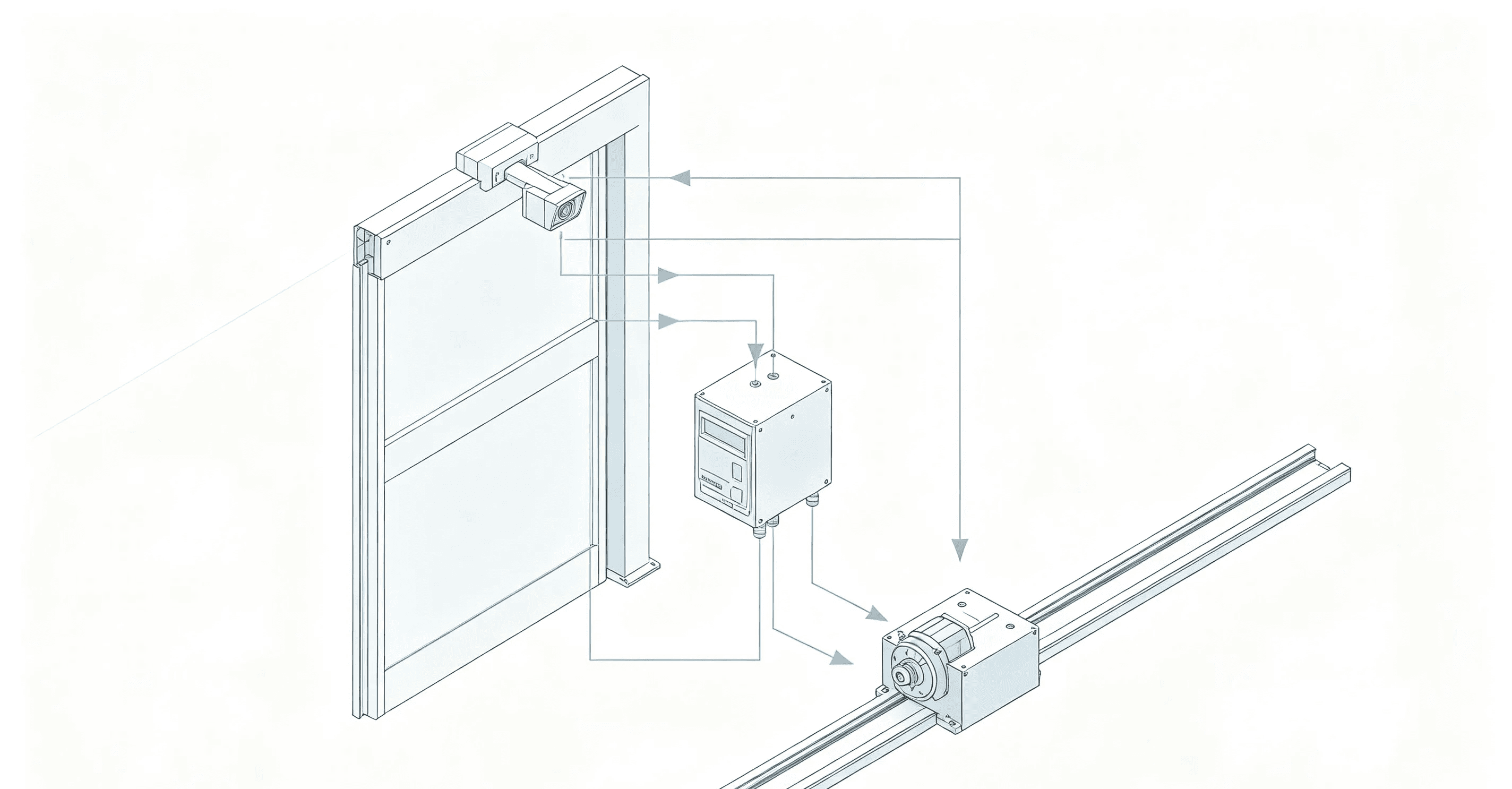Automatic door control system components including sensor controller and motor