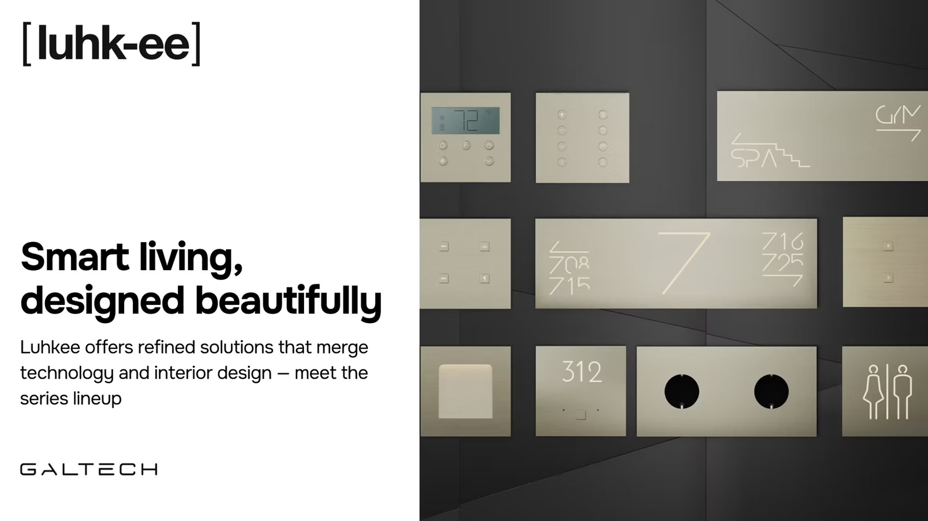 Luhkee smart home devices display various numbers and symbols.