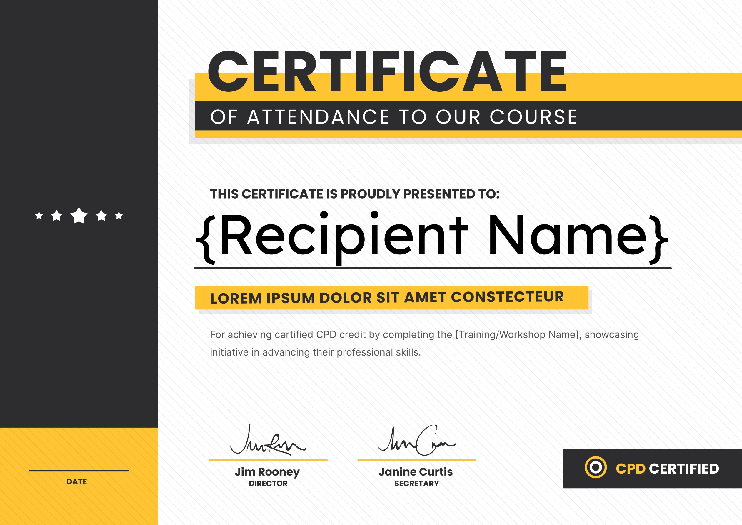 Wauld - Standard Professional CPD Certificate Template