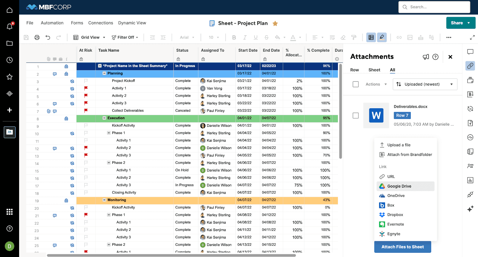 smartsheet for your project plan