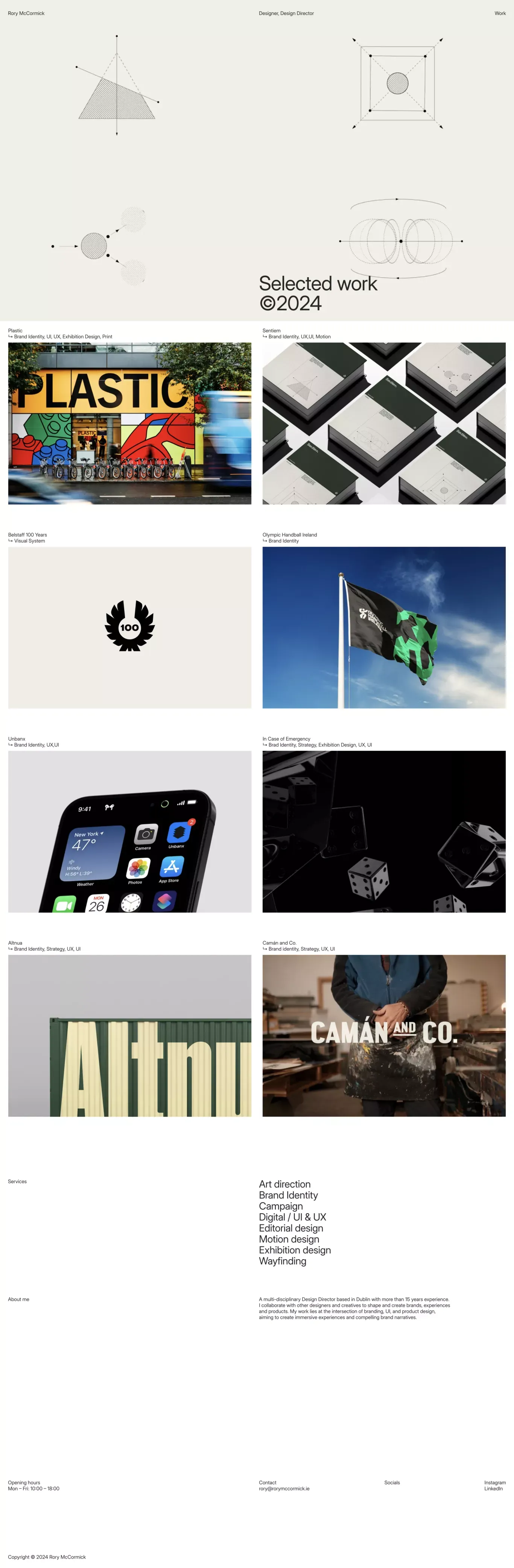 Rory McCormick Portfolio portfolio page screenshot showcasing Advertising and Design design