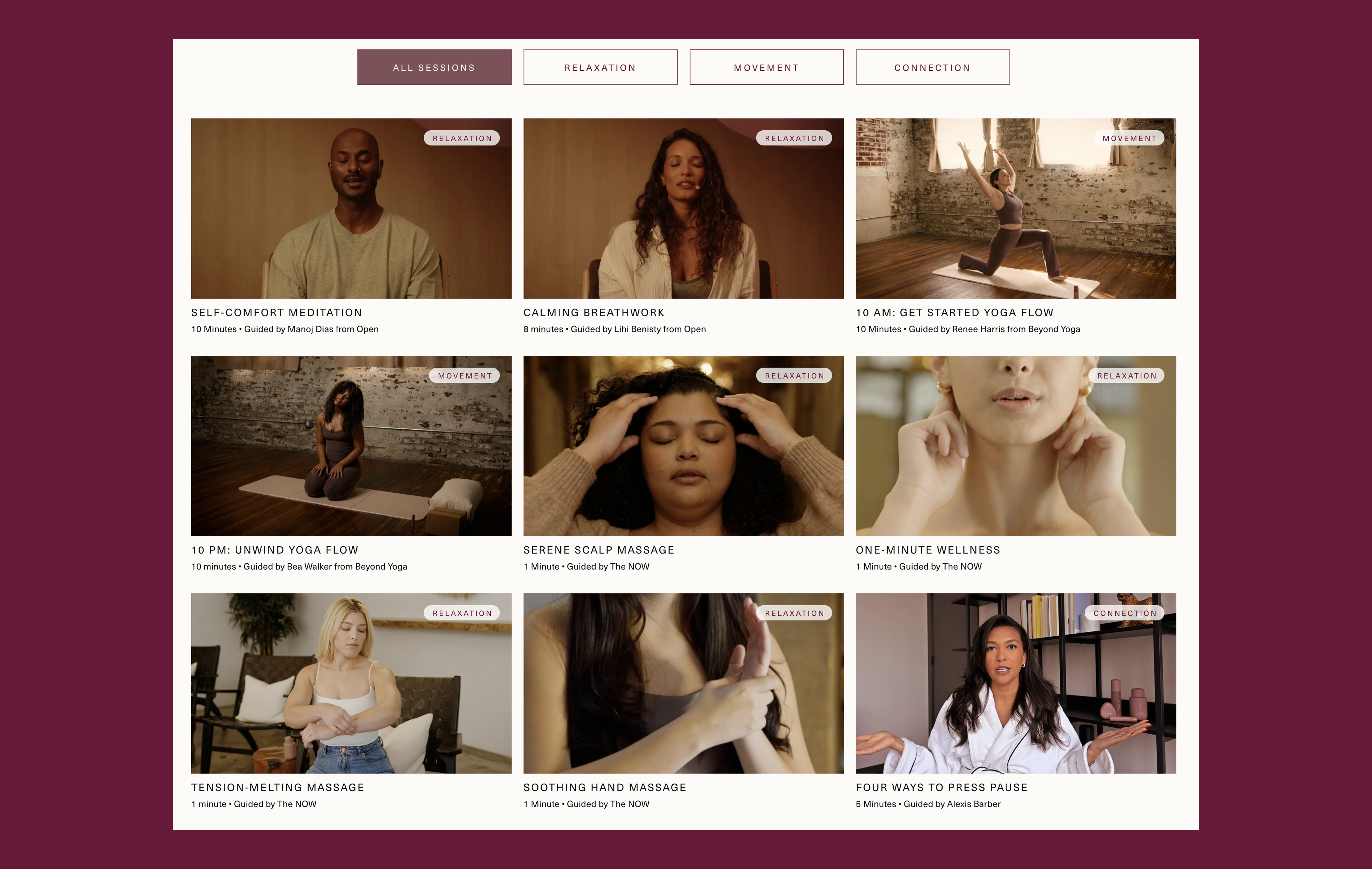 “All Sessions” video library page