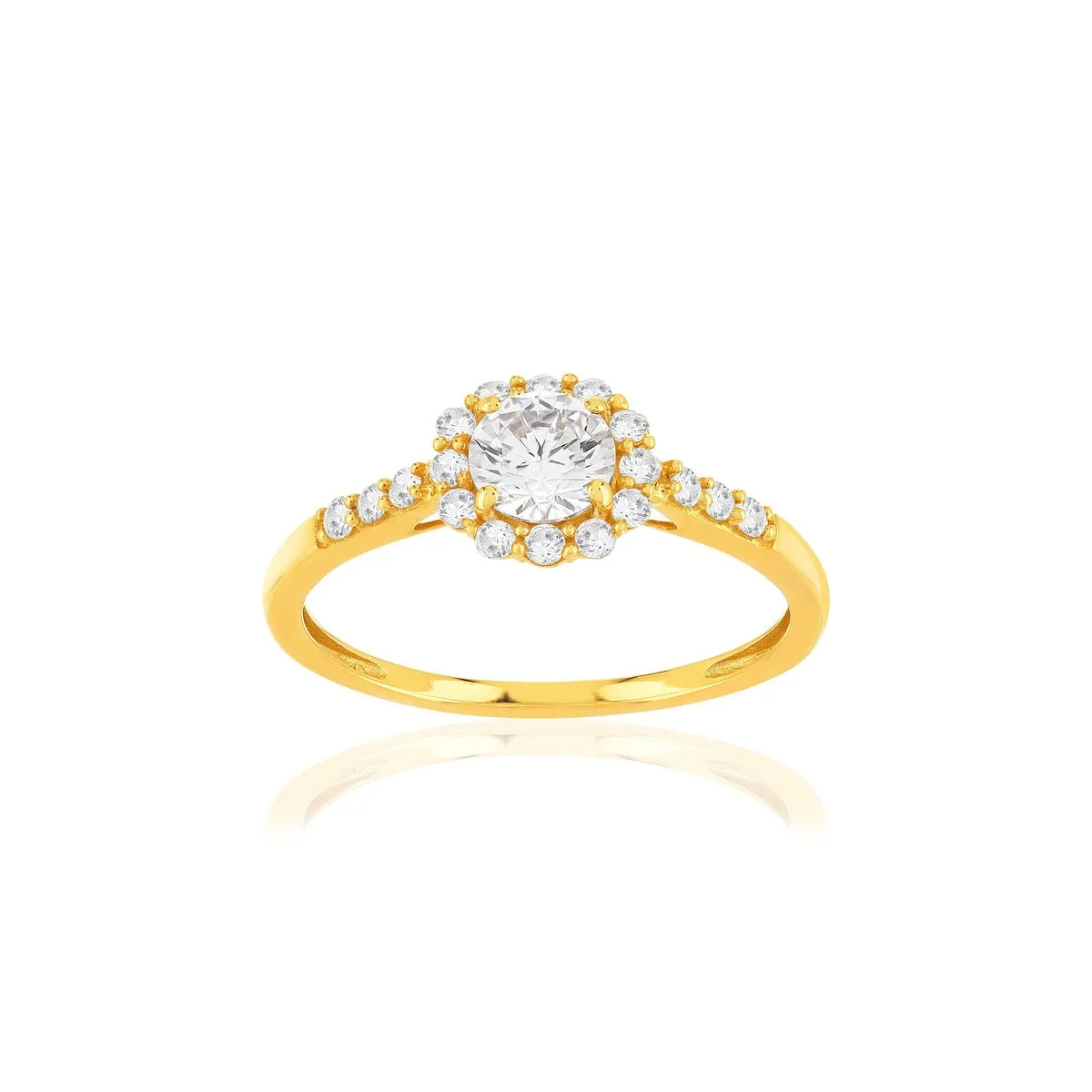 Bague en or jaune 375 sertie de oxydes de zirconium