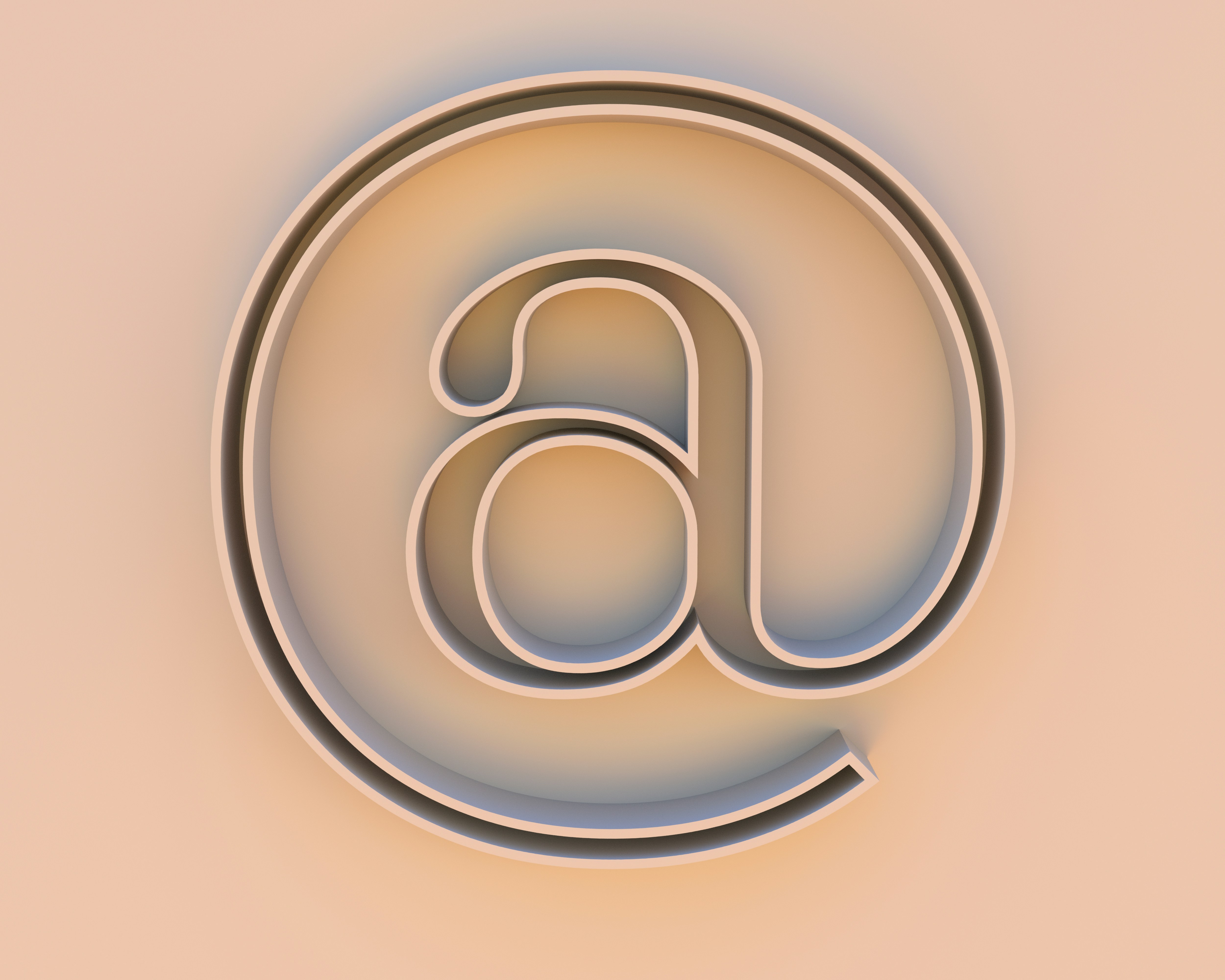An "at" symbol on a beige background.