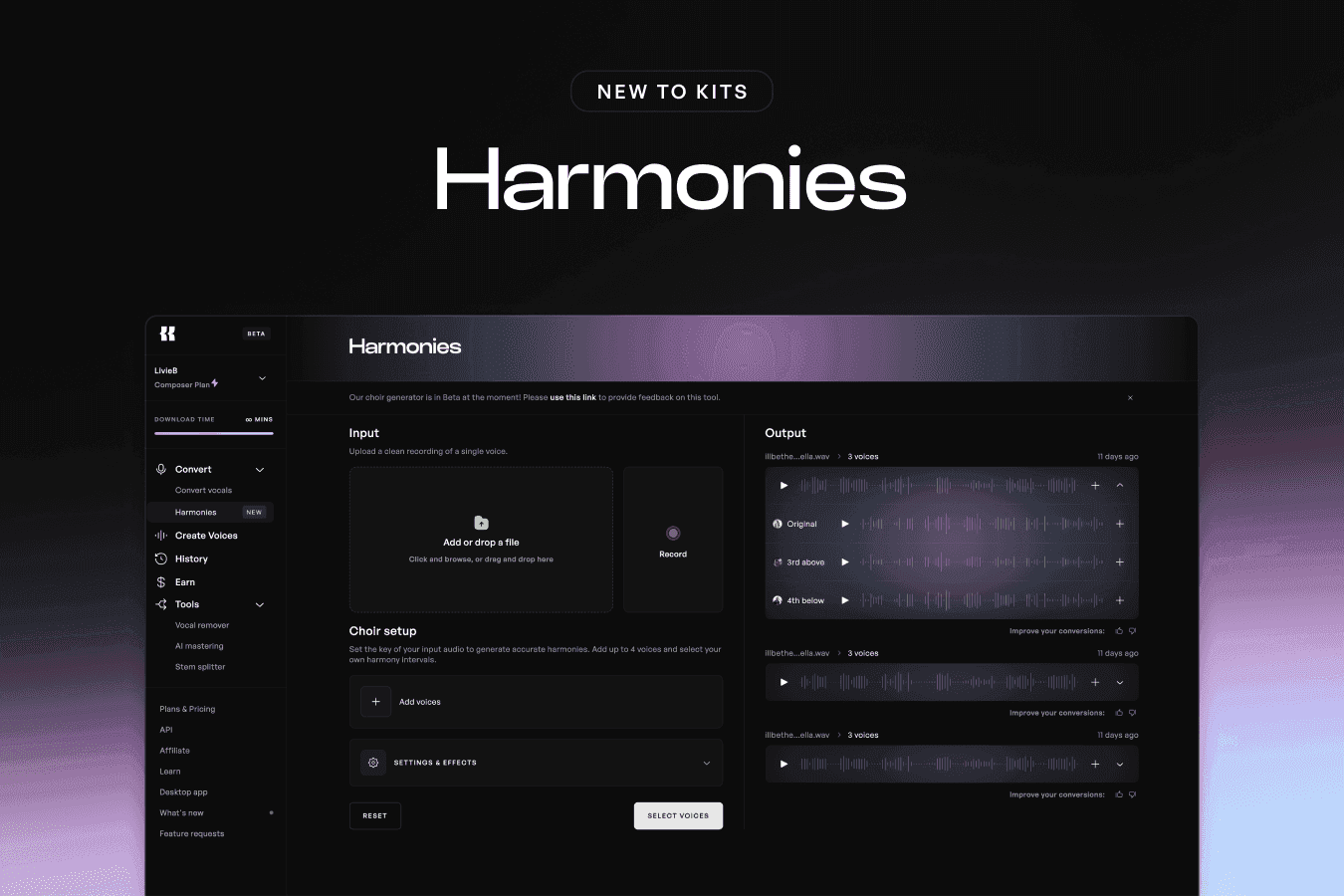 지금 진행 중: Kits AI의 Harmony Generator