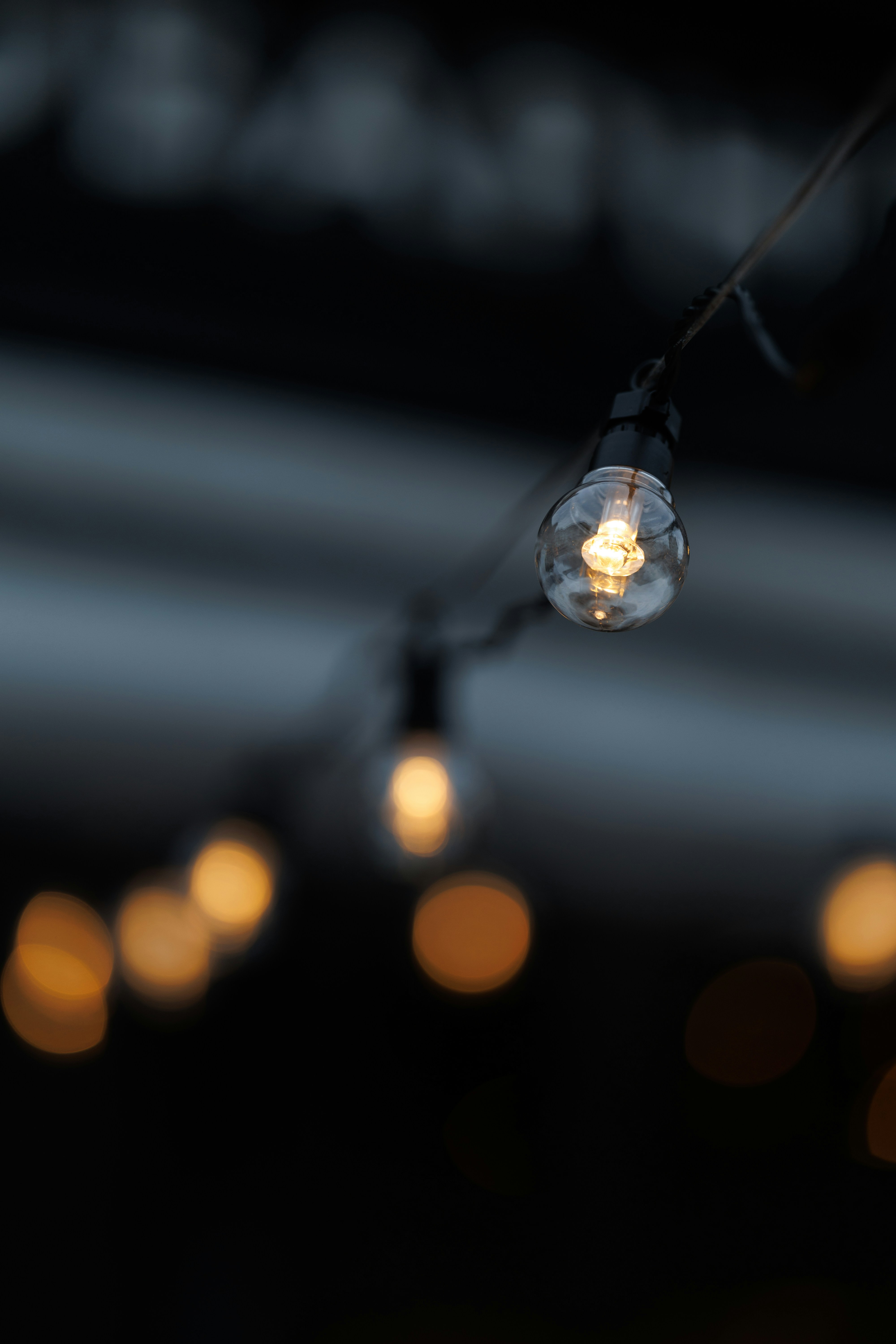 String lights glowing in the dark