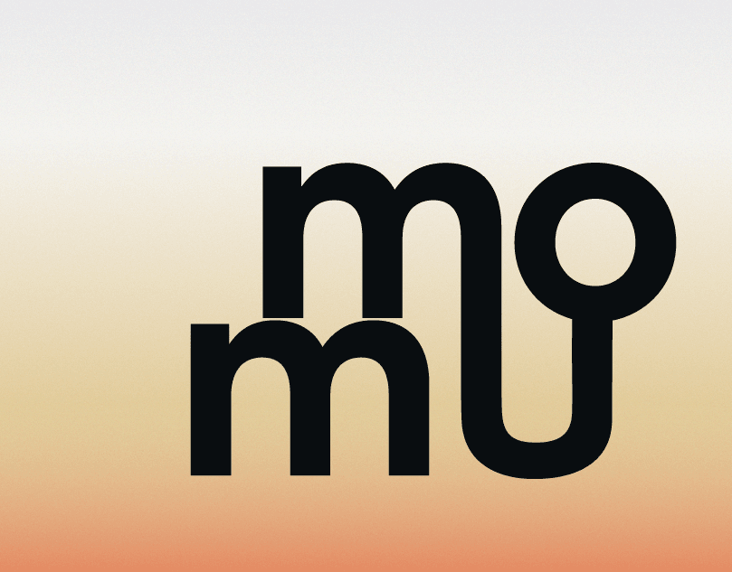 Momu logo behind a gradient background