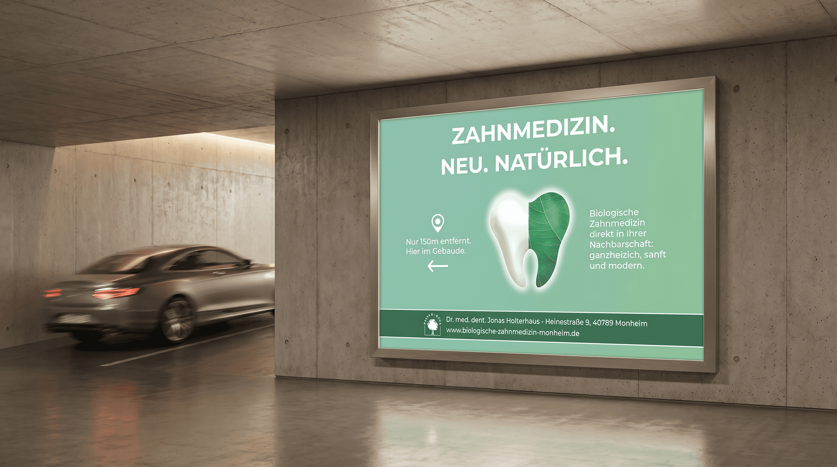 Plakat Design von Rheinmarketing für Zahnarztpraxis in Monheim am Rhein